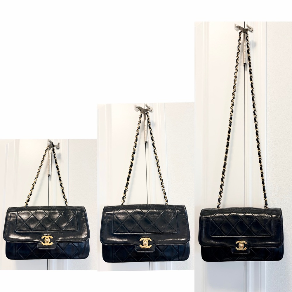 ❤️SOLD❤️ Auth CHANEL Vintage 24K Diana Classic Black Medium Single Flap Bag - Picture 11 of 17
